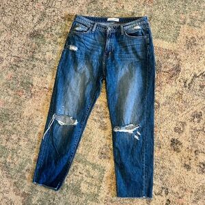 Flying Monkey High Waisted Distressed Ankle Cut Mom Jeans